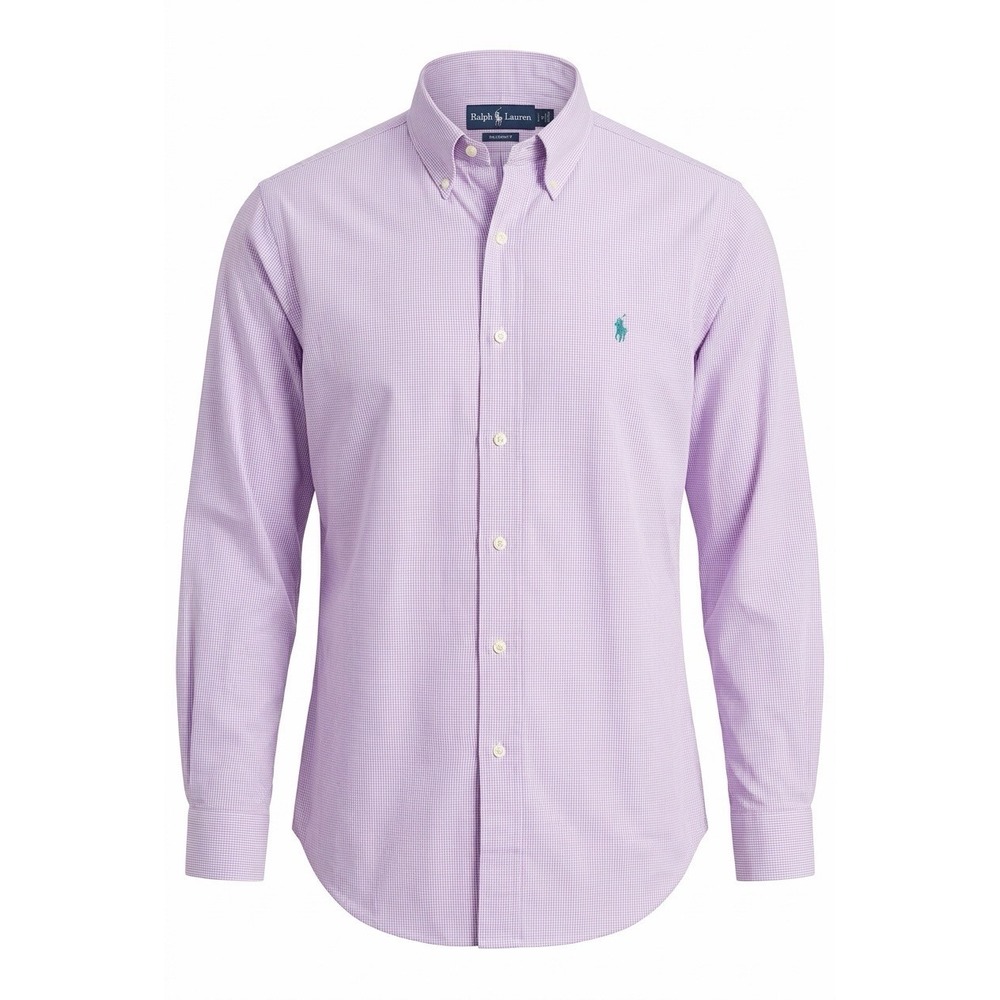 Polo Ralph Lauren Mens Purple Gingham Button Down Shirt Long Sleeve Classic Fit